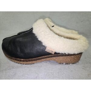 Pikolinos Black Leather Sheepskin Lined Clogs Slippers Womens Size 8